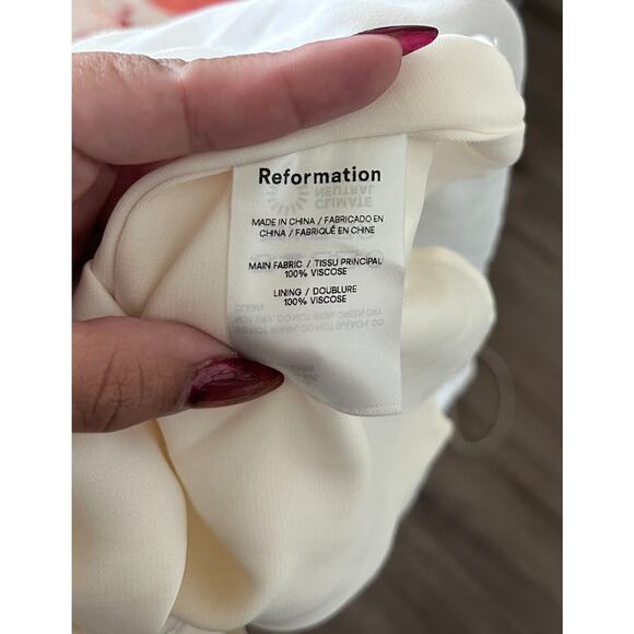 Reformation Adler Ivory Midi Dress Size 0 Smocked Back Ruffle Hem Cottagecore - Picture 12 of 14